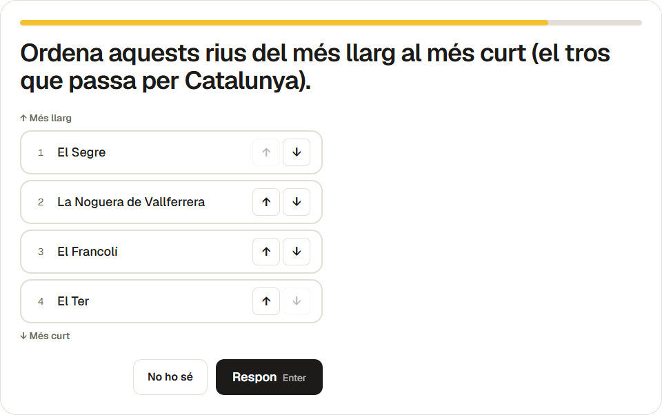 Com es veu el joc «Ordena els rius per longitud»