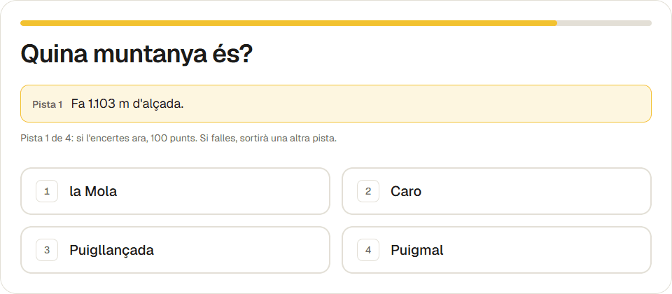 Com es veu el joc «Quina muntanya és?»